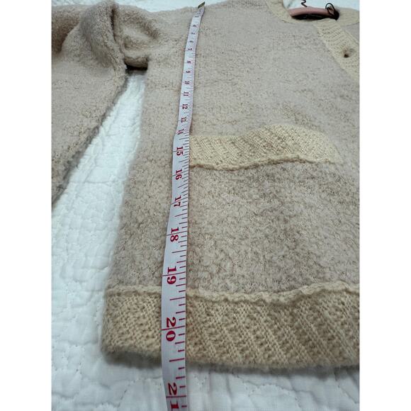 7 For All Mankind Boucle Wool Cardigan Sweater Beige Textured Knit NWT Medium - Picture 7 of 14